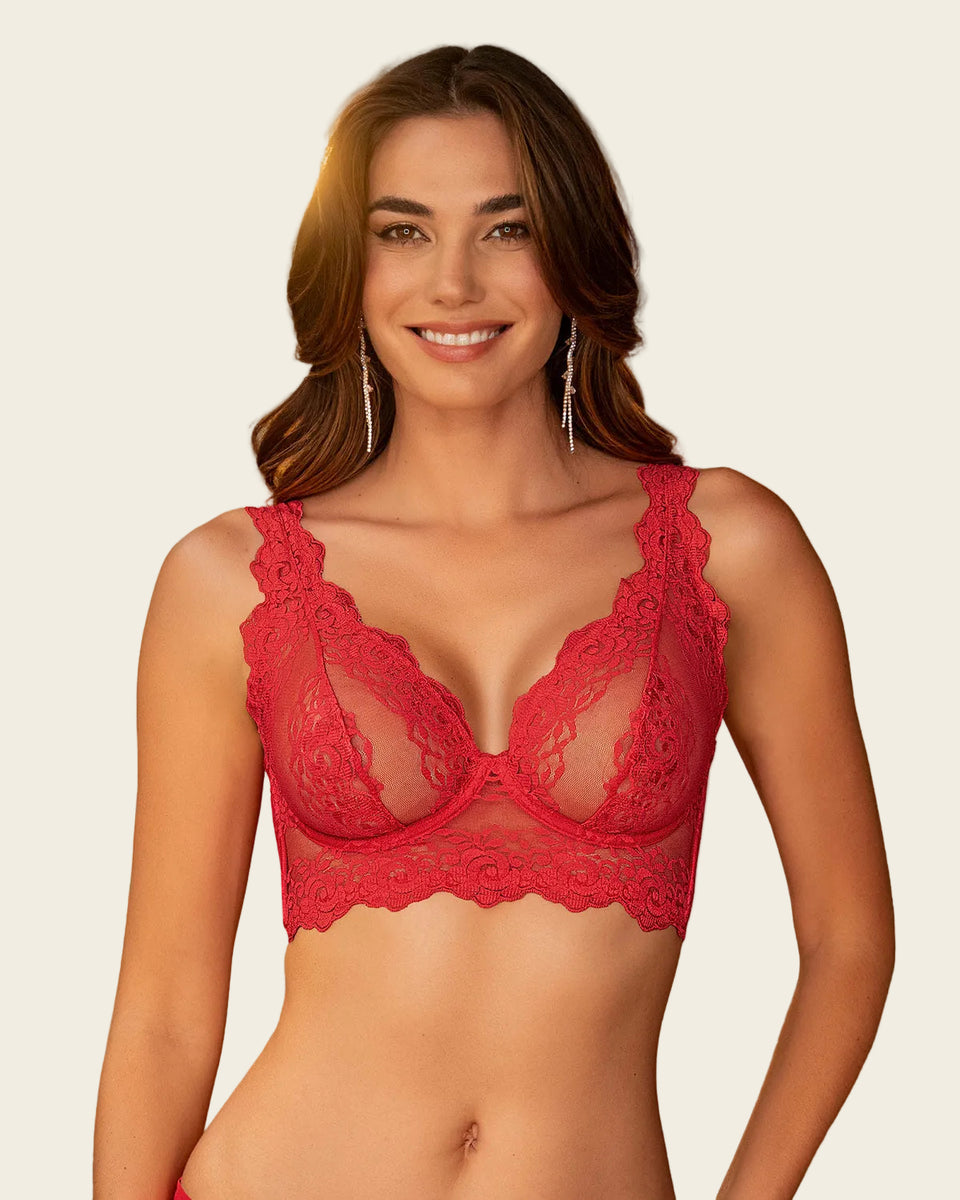 Brasier tipo bralette en encaje y transparencias