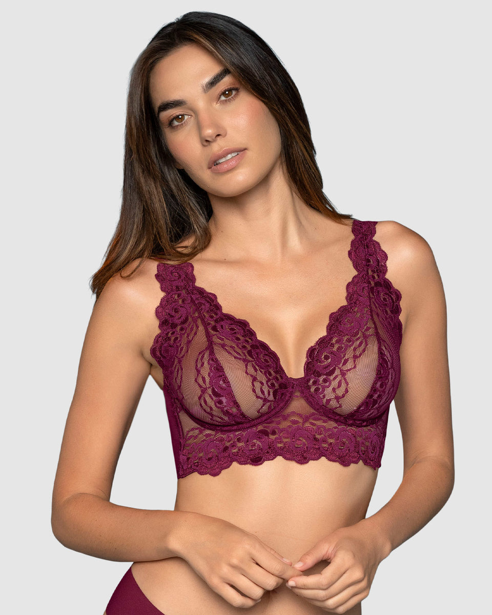Brasier tipo bralette en encaje y transparencias