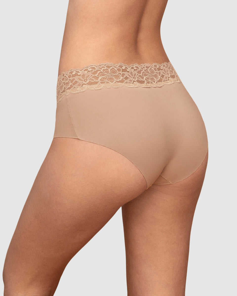 Bloomer hípster en tela ultraliviana con franja de encaje