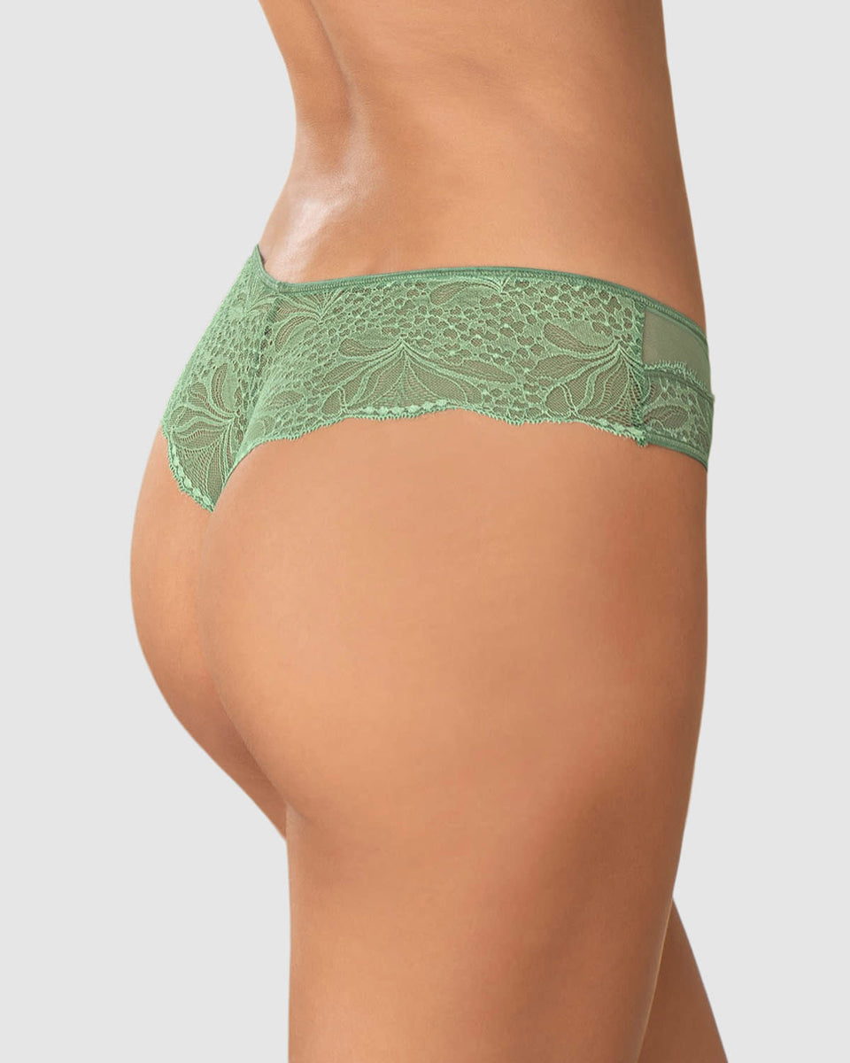 Bloomer cachetero semidescaderado en encaje y tul con refuerzo en algodón