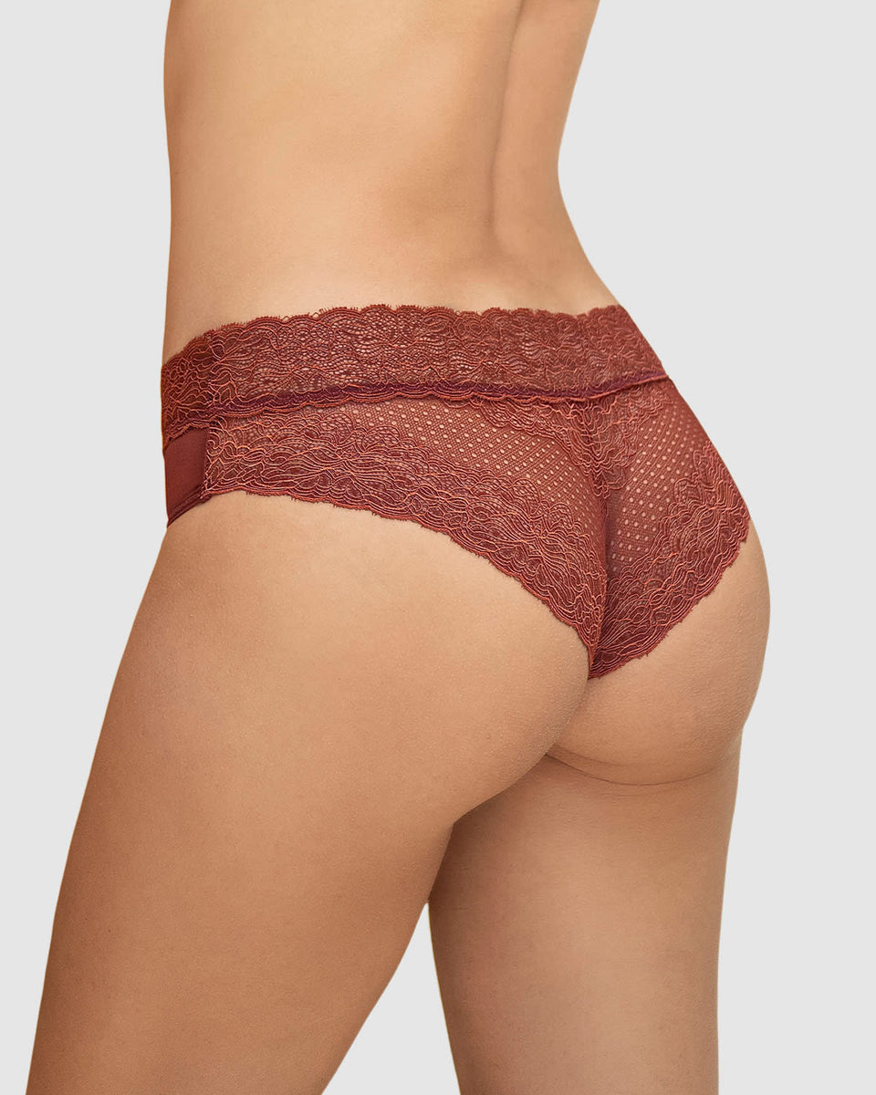 Bloomer cachetero de tiro medio en tul y encaje