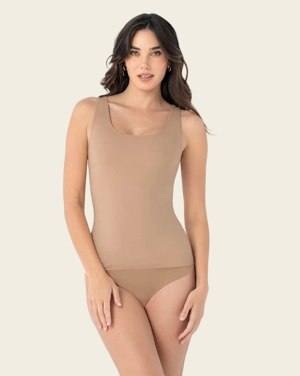 Blusa de control moderado con doble capa en abdomen
