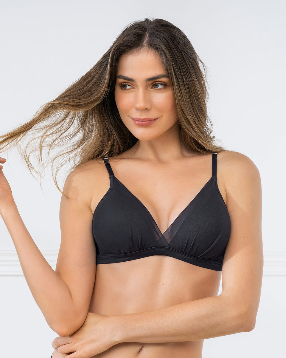 Brasier ultraliviano sin arco con copas en espuma y tul Sexy Fresh Bra