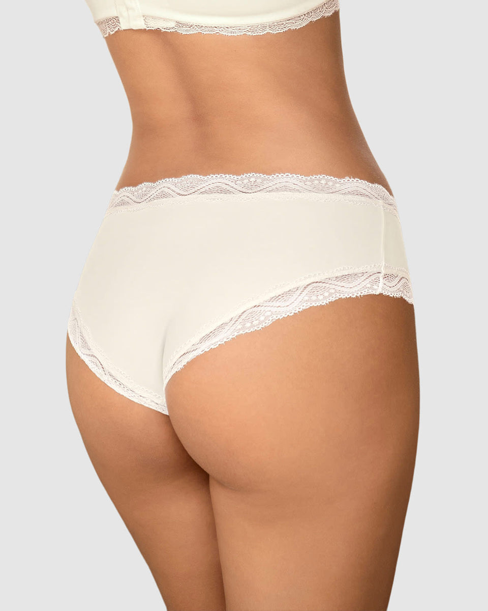 Bloomer hípster tiro medio en tela lisa y encaje