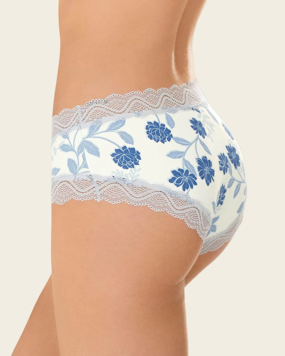 Bloomer hípster tiro medio en tela lisa y encaje