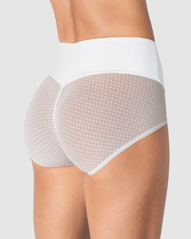Bloomer clásico de control fuerte en abdomen, glúteos en tul#color_000-blanco