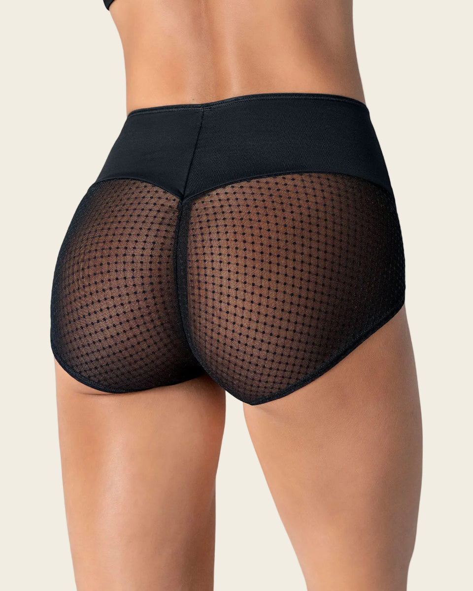 Bloomer clásico de control fuerte en abdomen, glúteos en tul