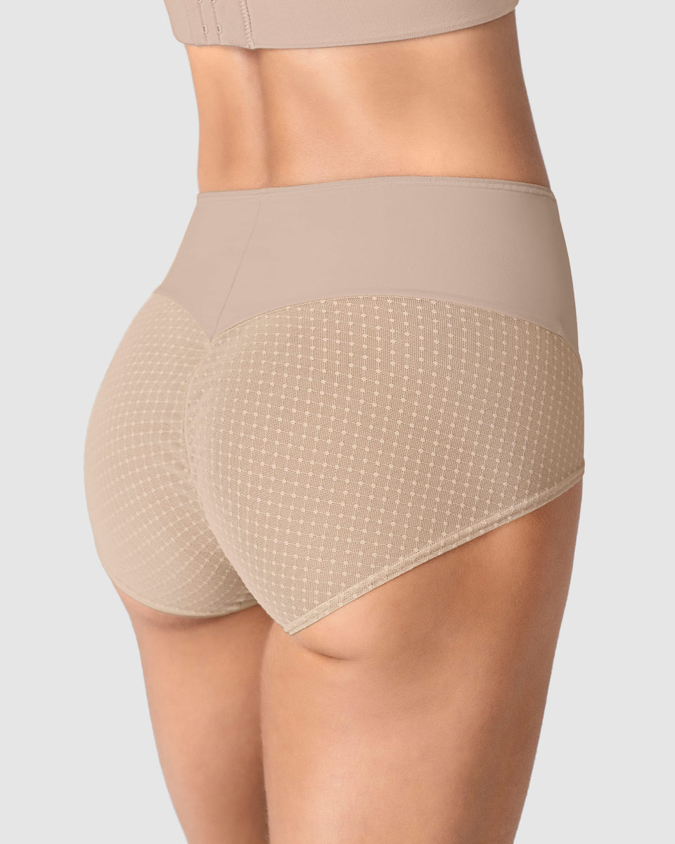 Bloomer clásico de control fuerte en abdomen, glúteos en tul