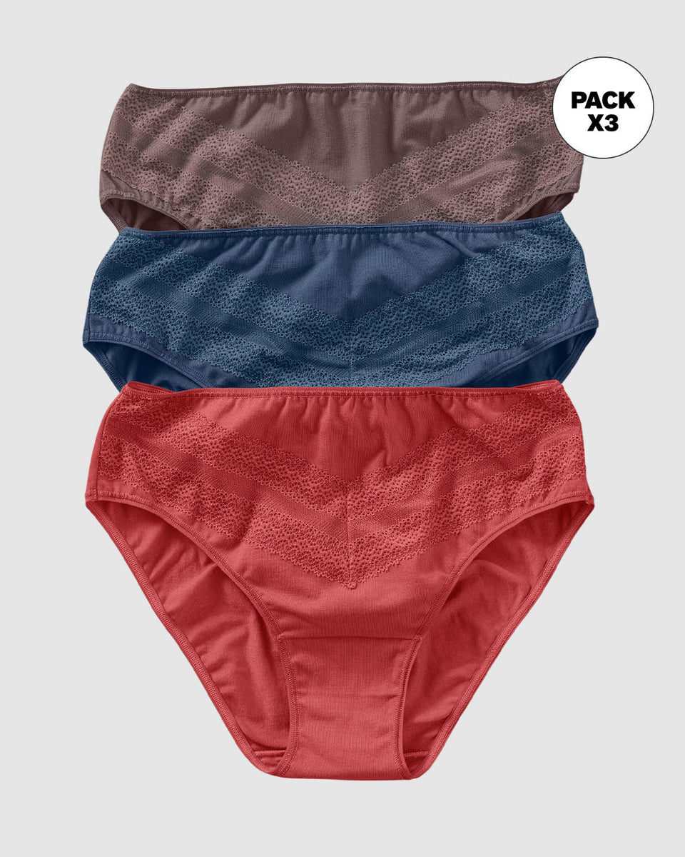 Paquete x 3 bloomers Bikini x3 Clásicos y Confortables