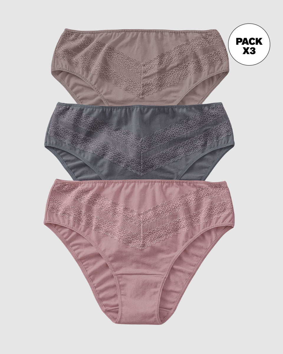 Paquete x 3 bloomers Bikini x3 Clásicos y Confortables