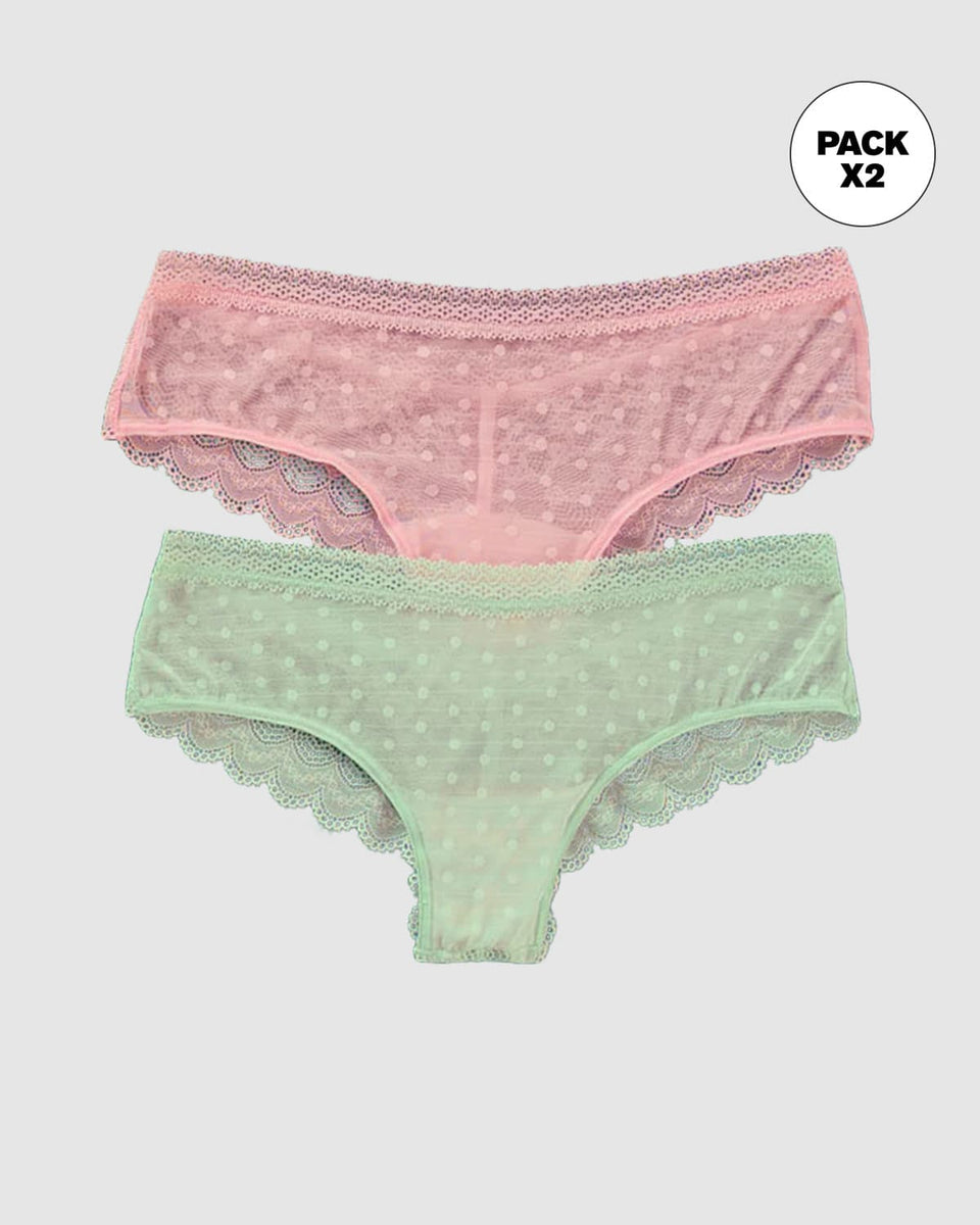 Paquete x 2 bloomers cacheteros en Encaje y Tul
