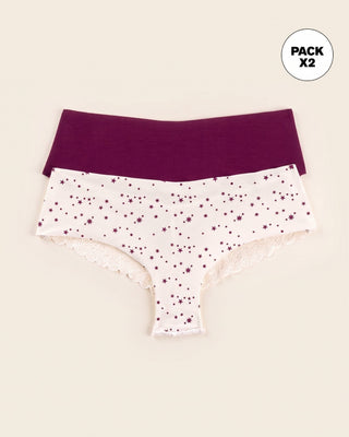Paquete x 2 bloomers cacheteros descaderados con encaje#color_s51-estampado-frambuesas-morado-oscuro