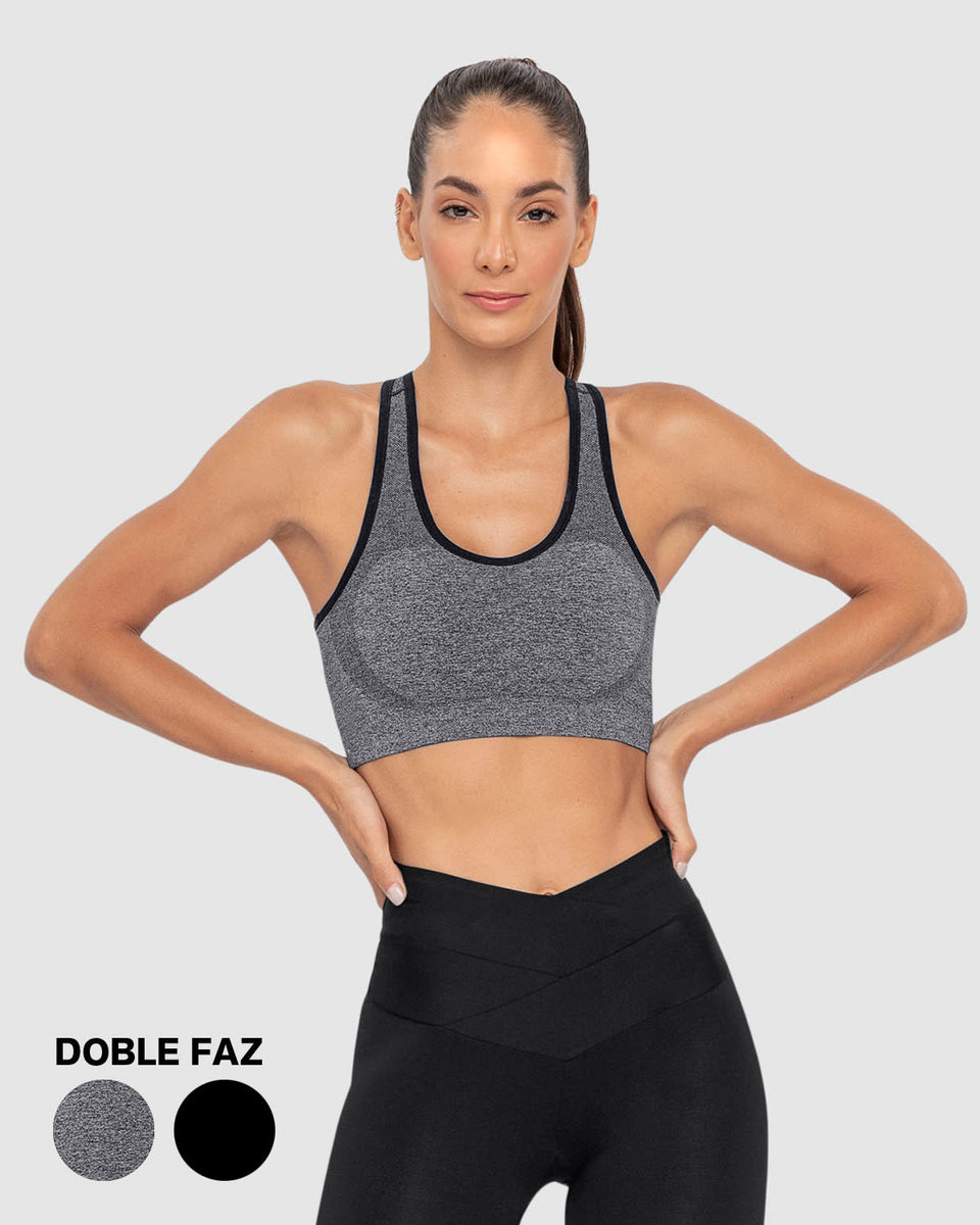 Top sin costuras doble faz con soporte medio de busto