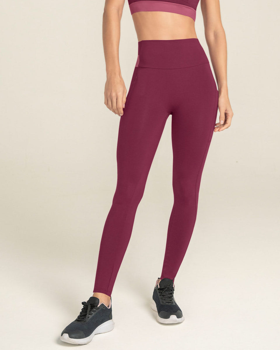 Legging tiro alto control en abdomen y muslos con bolsillo lateral