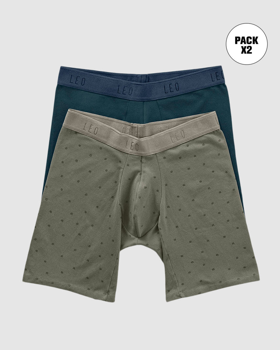 Paquete x2 bóxers largos ajustado con algodón