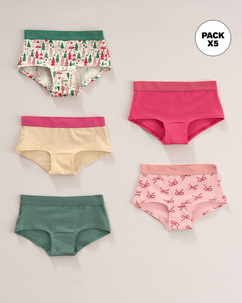 Paquete x 5 bloomers tipo hipster para niña