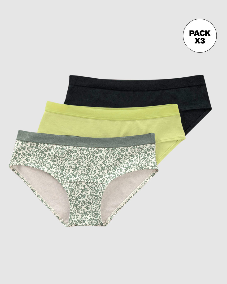 Paquete x 3 bloomers estilo hípster en algodón