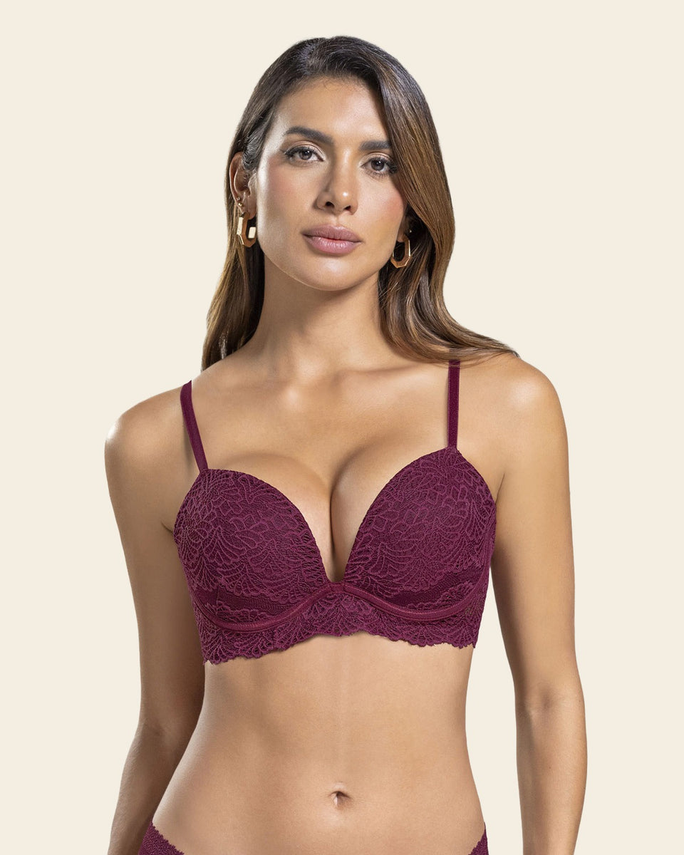 Brasier doble realce escote profundo elaborado en encaje