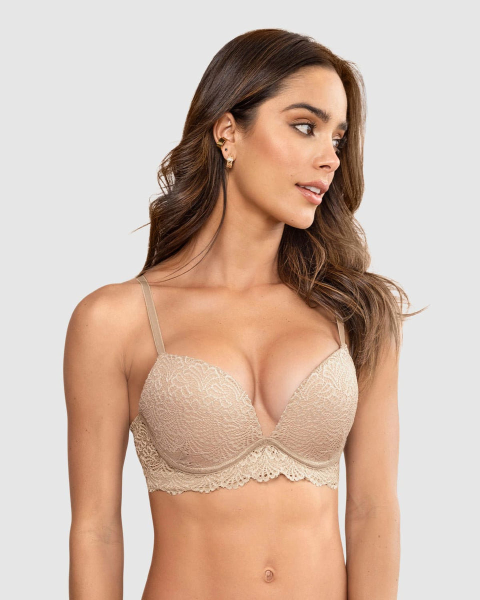 Brasier doble realce escote profundo elaborado en encaje