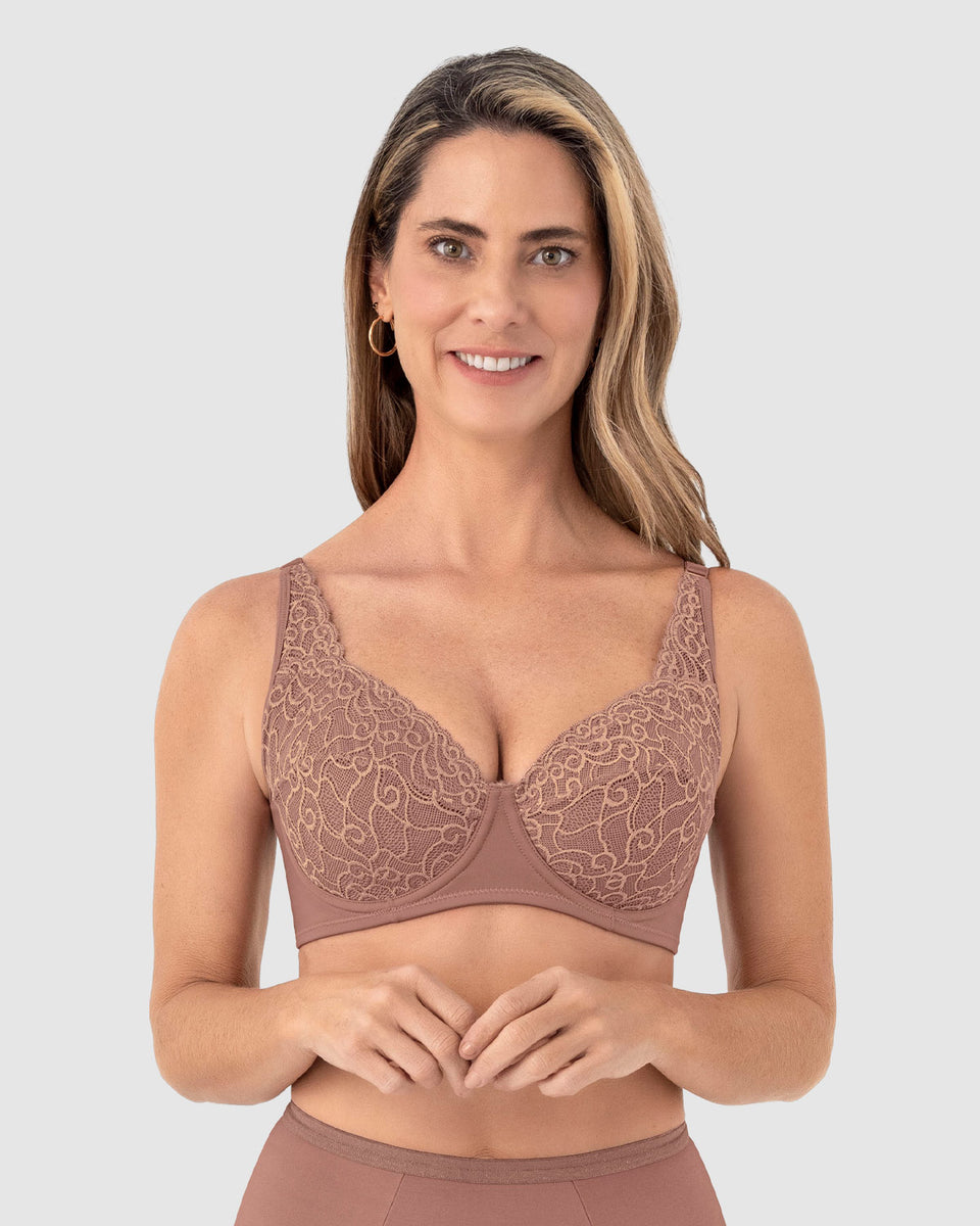 Brasier triangular con copas en encaje y espalda en tela lisa
