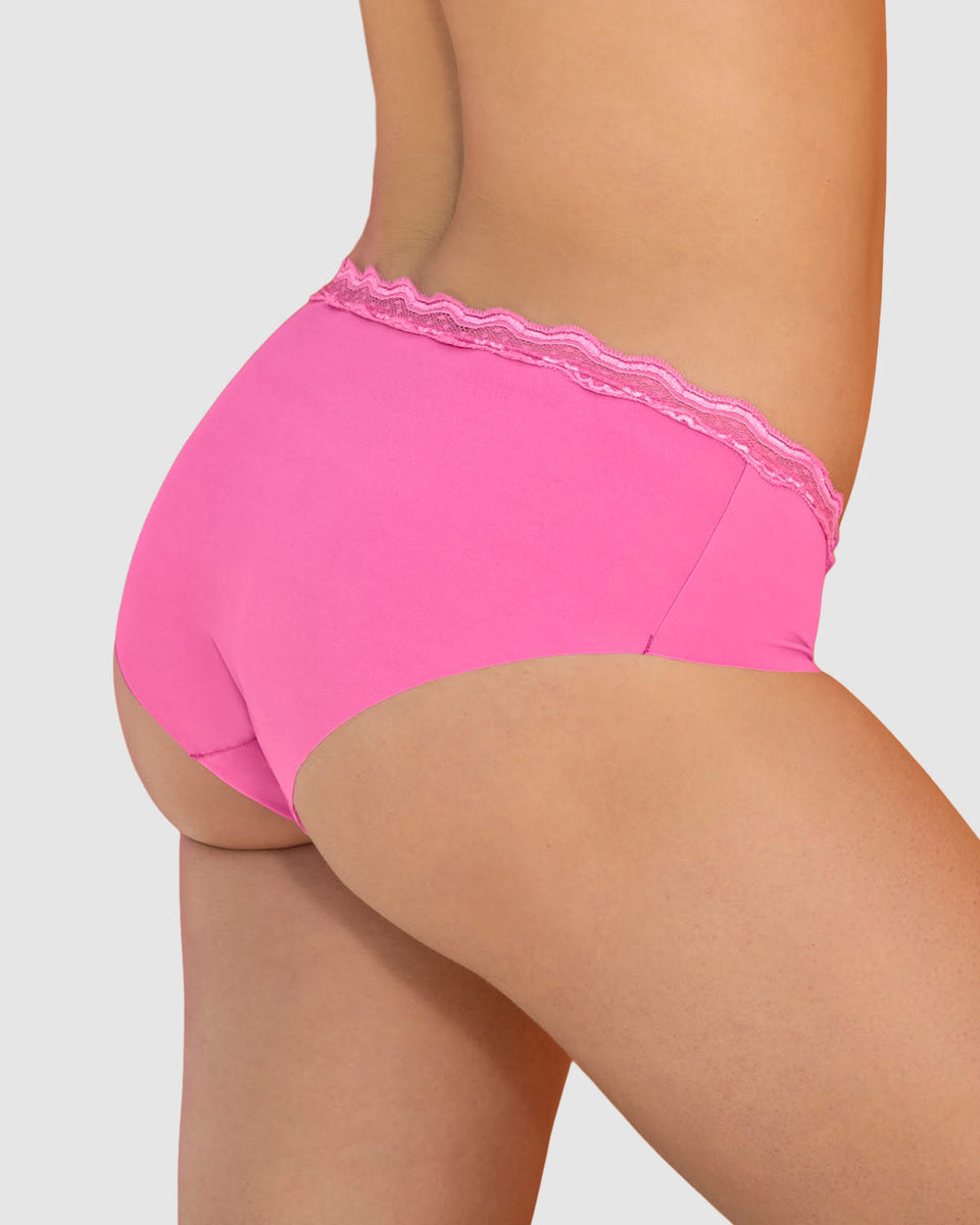 Bloomer hípster con encaje en cintura tiro medio