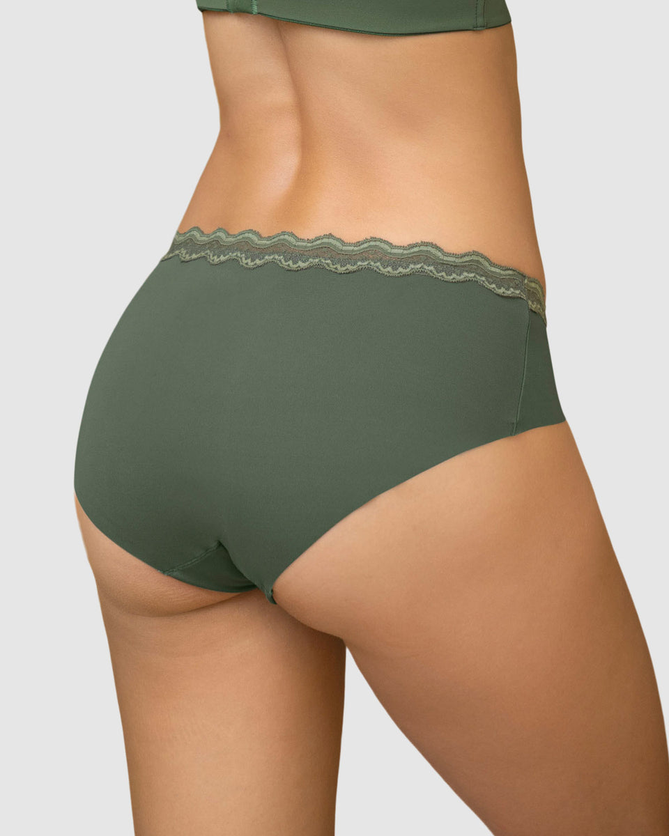Bloomer hípster con encaje en cintura tiro medio