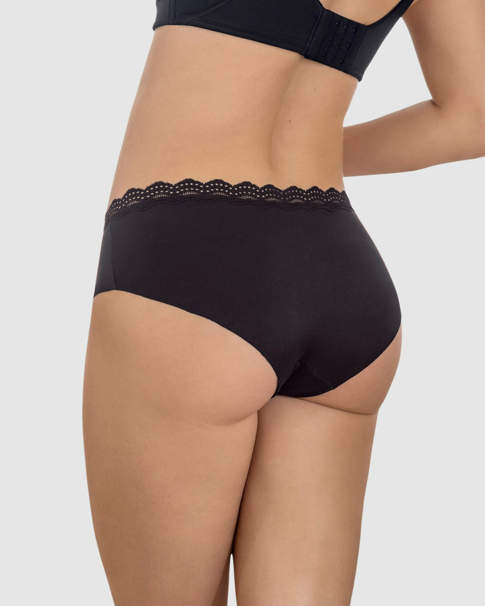 Bloomer hípster con encaje en cintura tiro medio