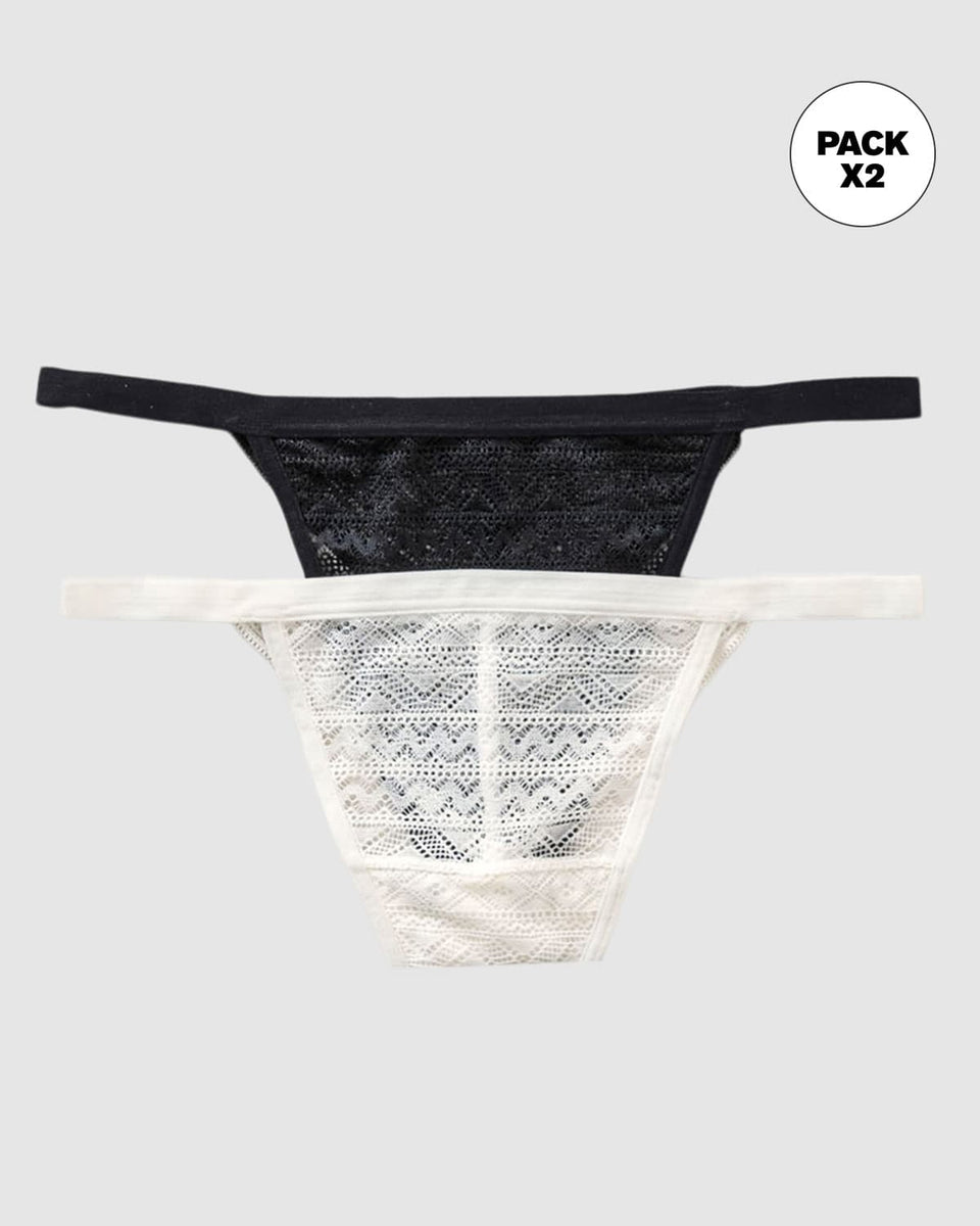 Paquete x 2 brasileras tiro medio en encaje delicado y suave con tu piel