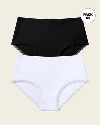 Paquete x 2 bloomers cacheteros, sin elásticos en cintura#color_s01-blanco-negro