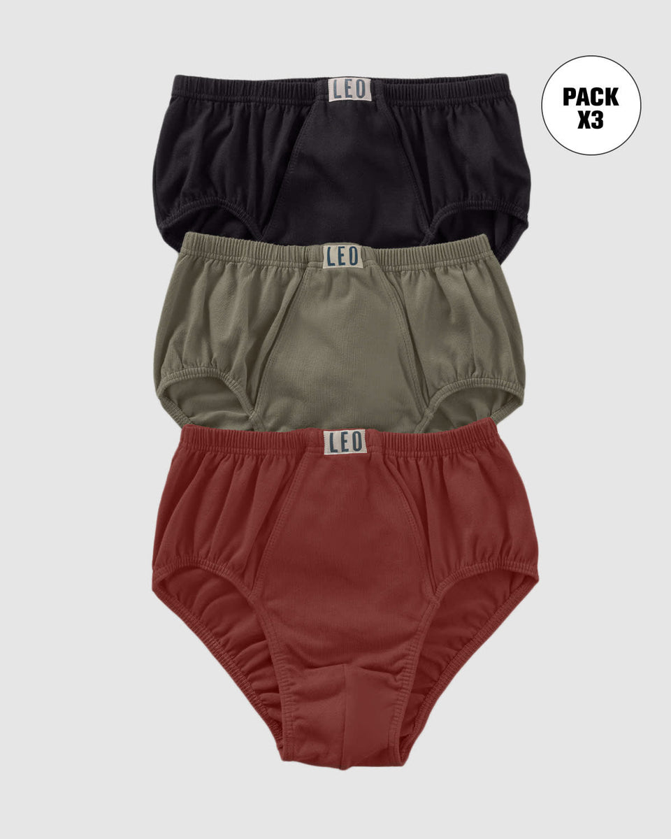 Paquete x 3 calzoncillos Clásicos Leo 100% en Algodón