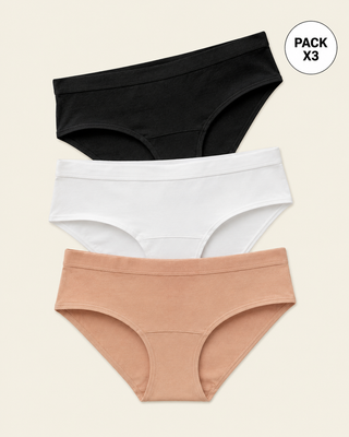 Paquete x 3 bloomers estilo hípster en algodón#color_s57-blanco-negro-rosa-claro