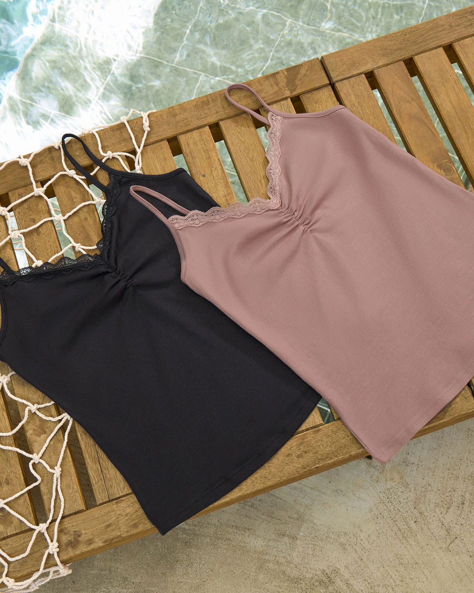 Pack X2 blusas de tiritas con detalle recogido en escote