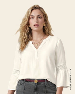 Blusa manga larga amplia con mangas tipo bolero#color_018-marfil