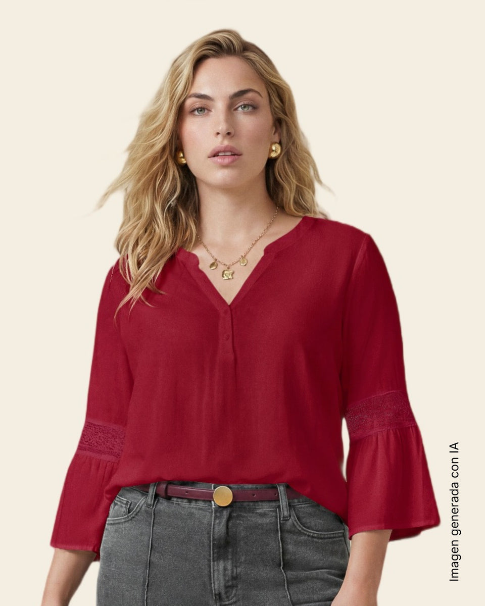 Blusa manga larga amplia con mangas tipo bolero
