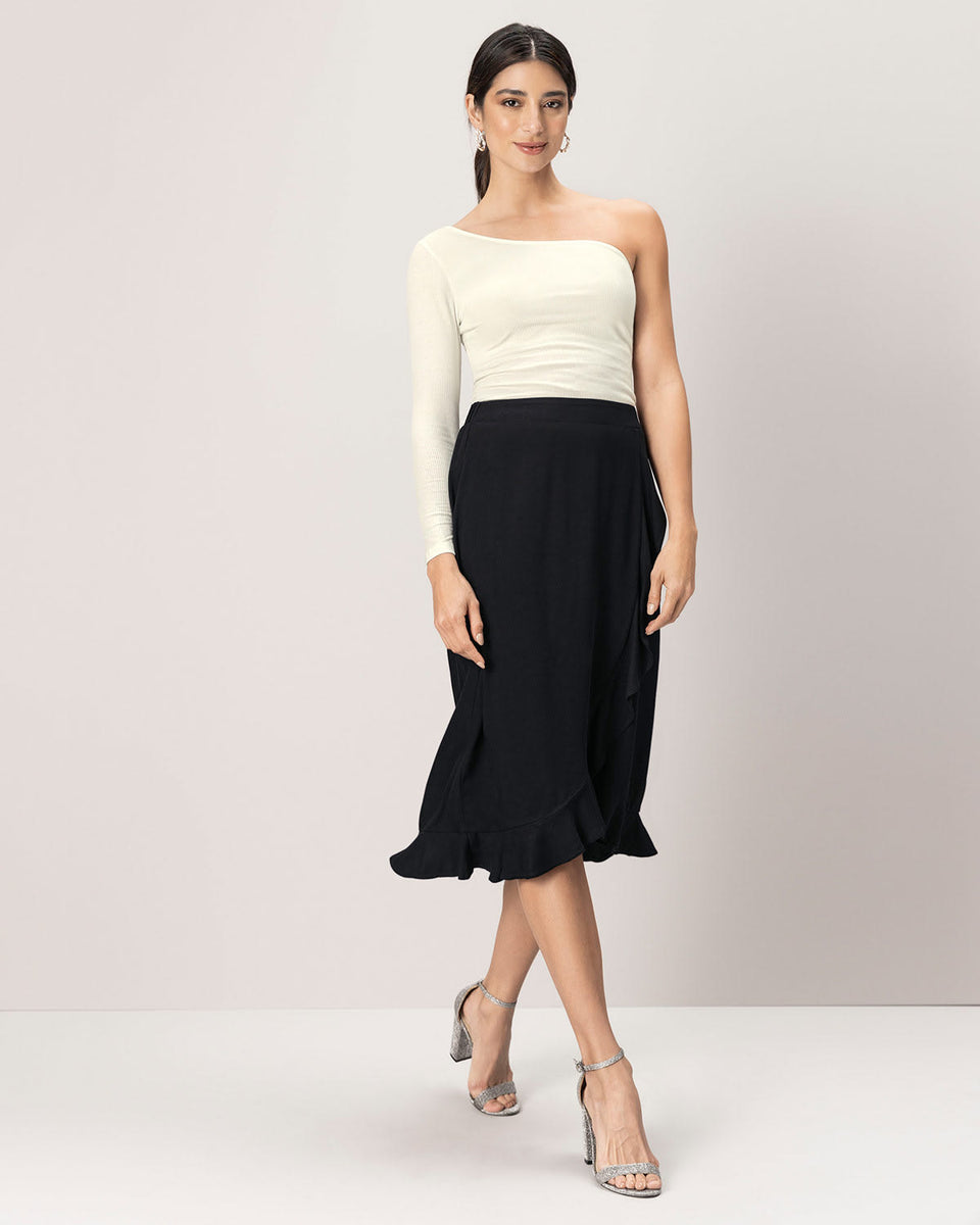 Falda midi con boleros decorativos en frente