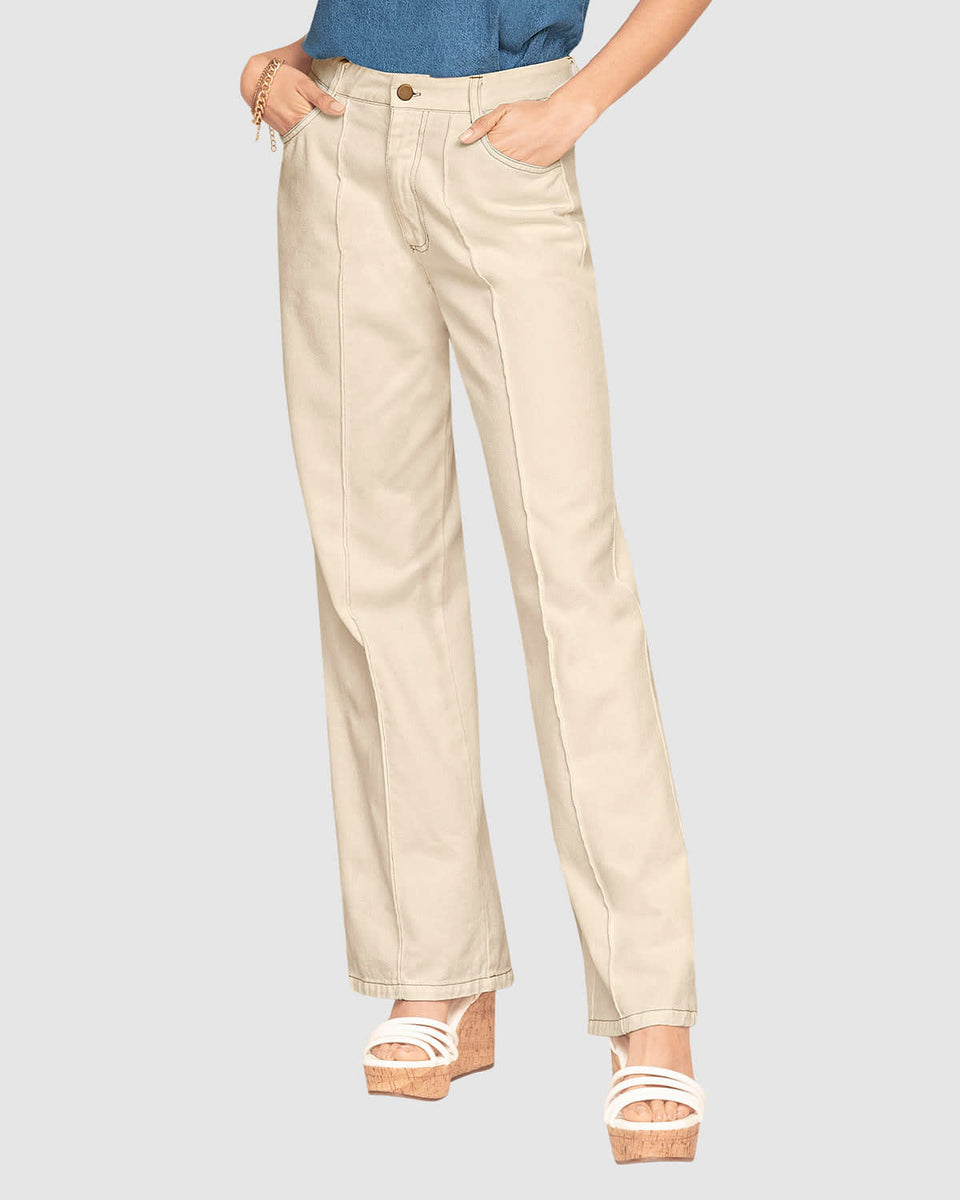 Jean bota flare tiro alto con cortes en frente