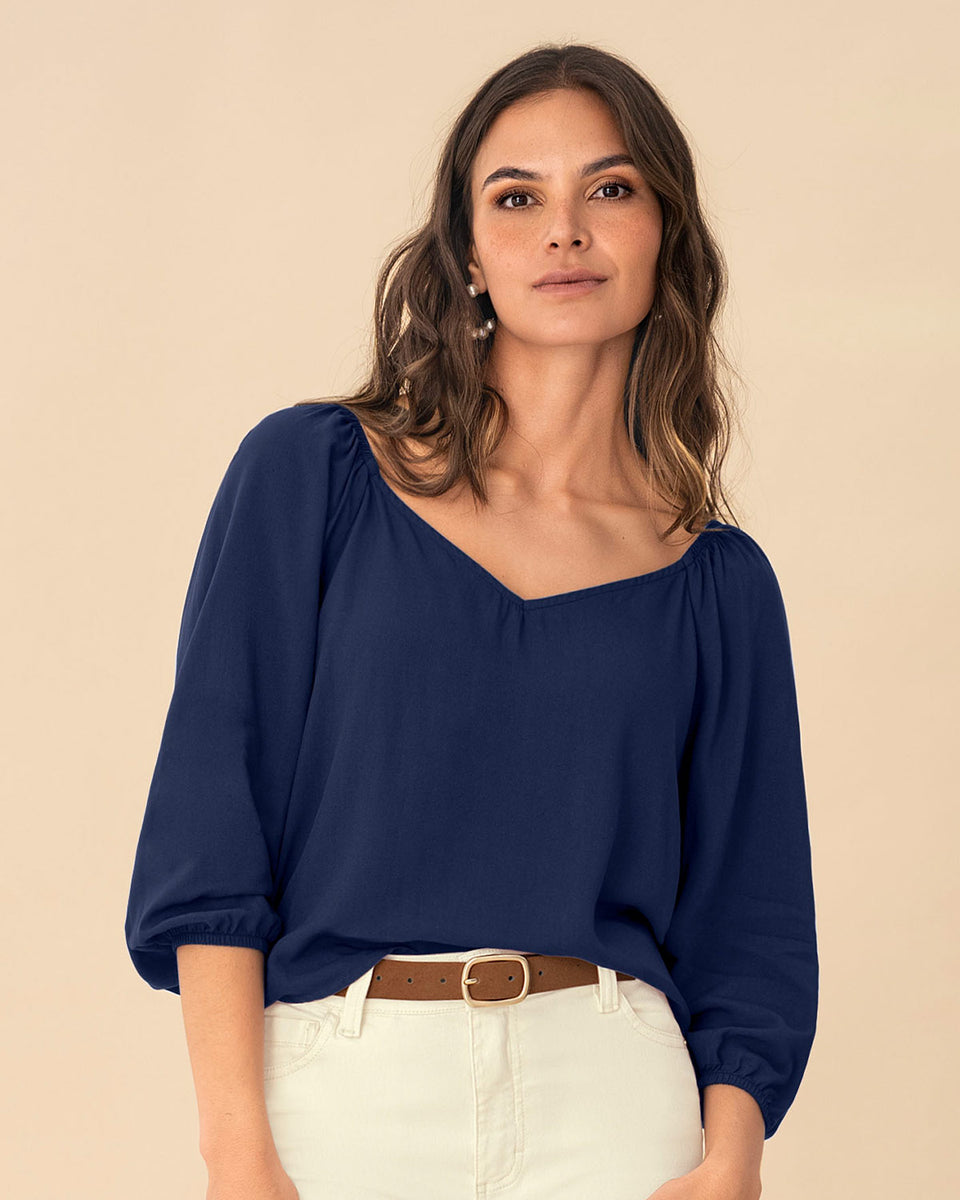 Blusa manga 3/4 de escote en V