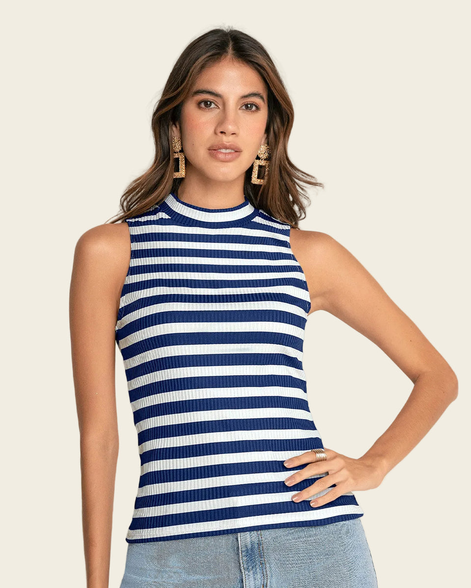 Blusa sin mangas de cuello alto