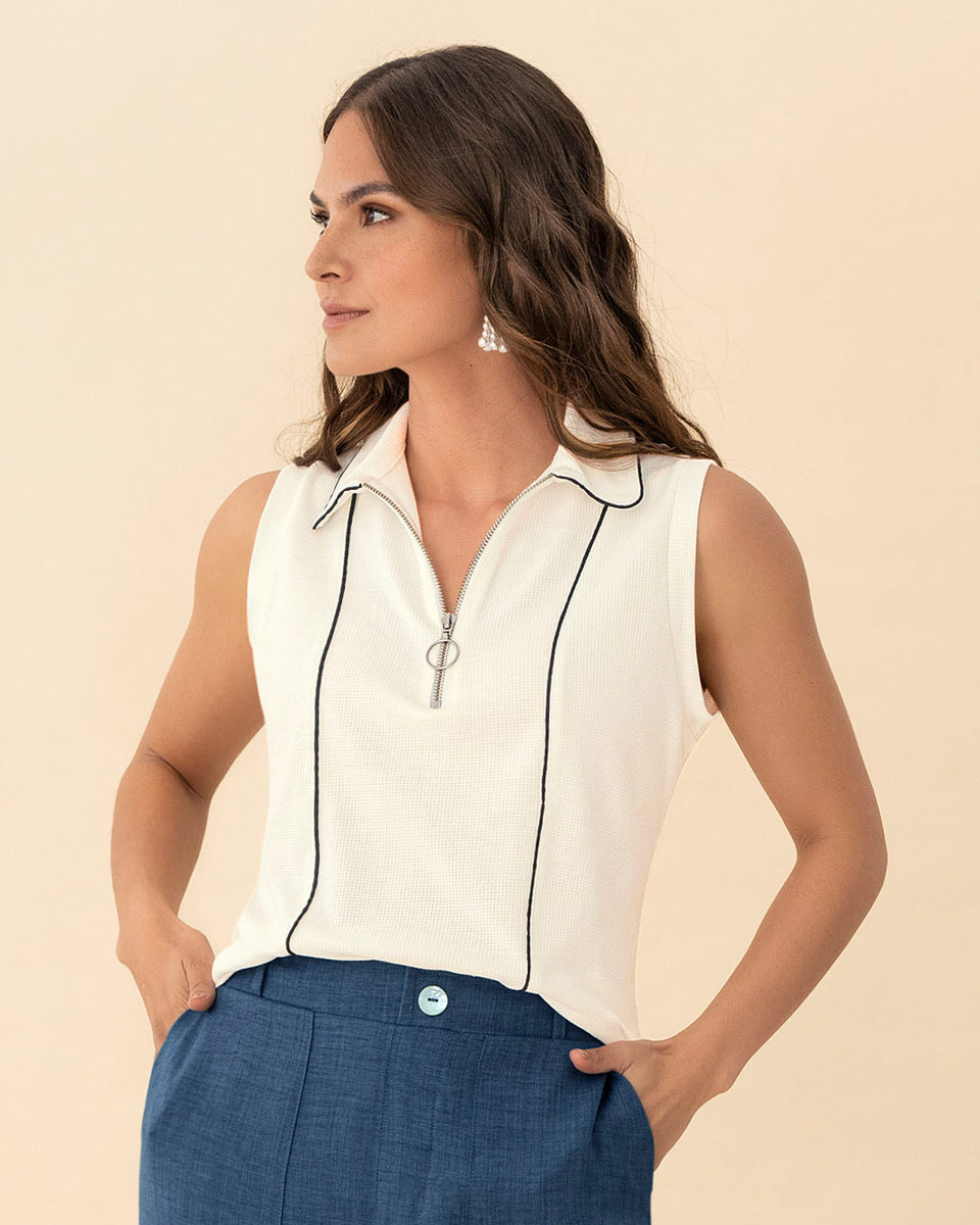 Chaleco corto con cierre en frente