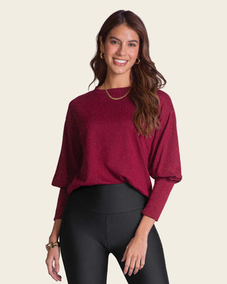 Blusa manga larga cuello redondo mangas con volumen#color_349-vino