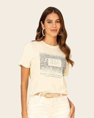 Blusa manga corta en algodón con estampado en frente#color_165-marfil