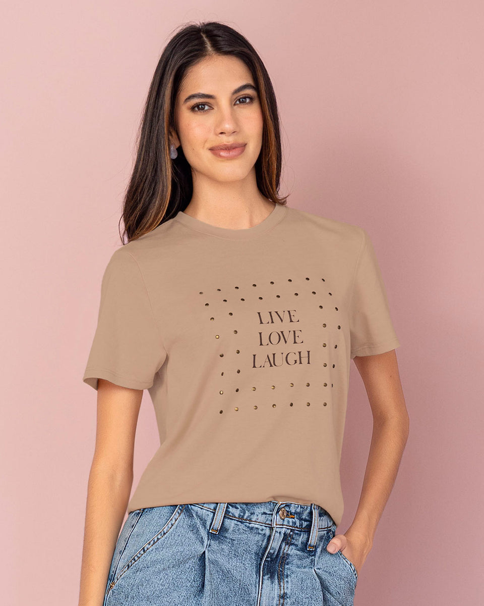 Blusa manga corta en algodón con estampado en frente