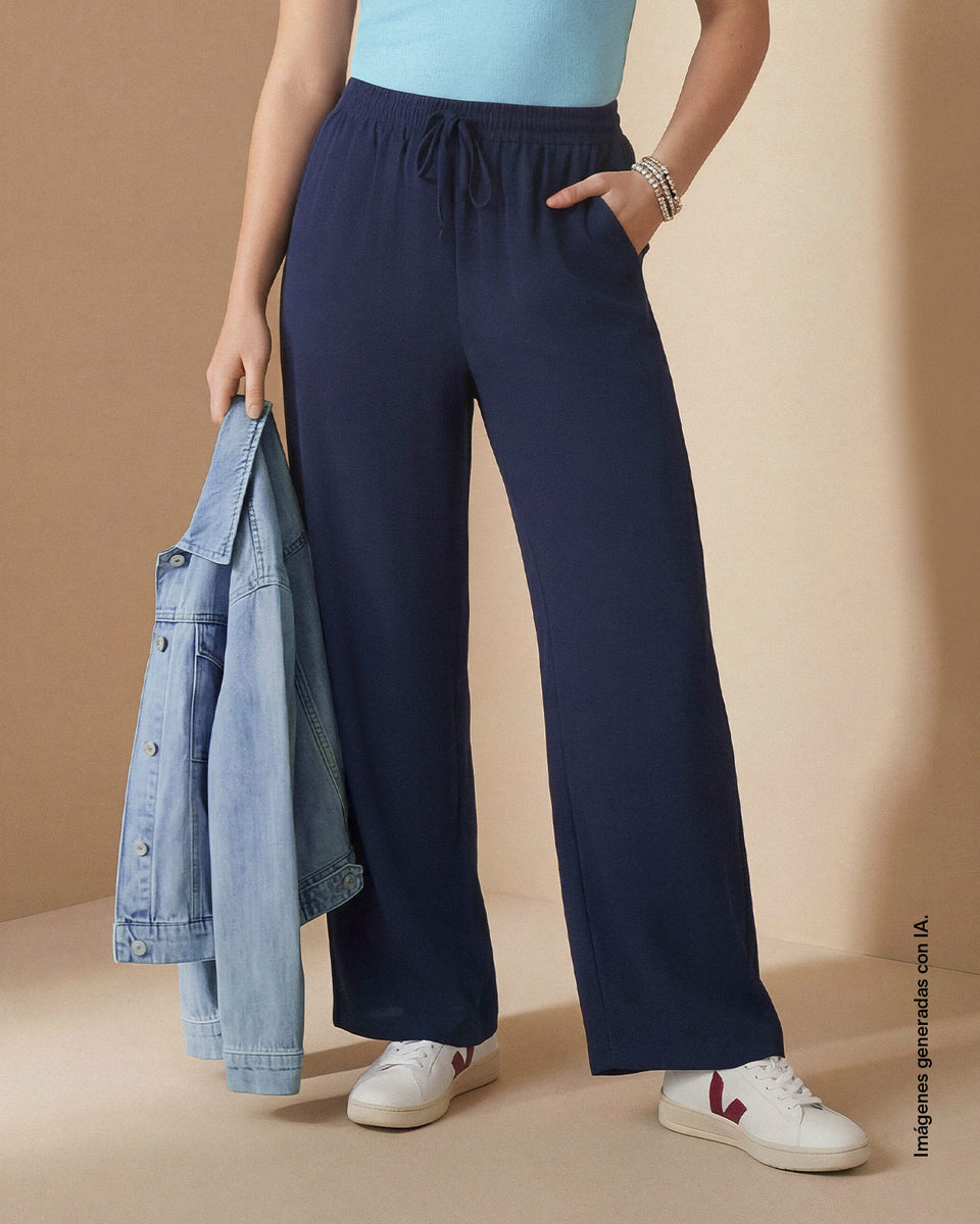 Pantalón de silueta amplia en tela craquelada