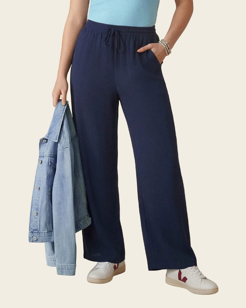Pantalón de silueta amplia en tela craquelada