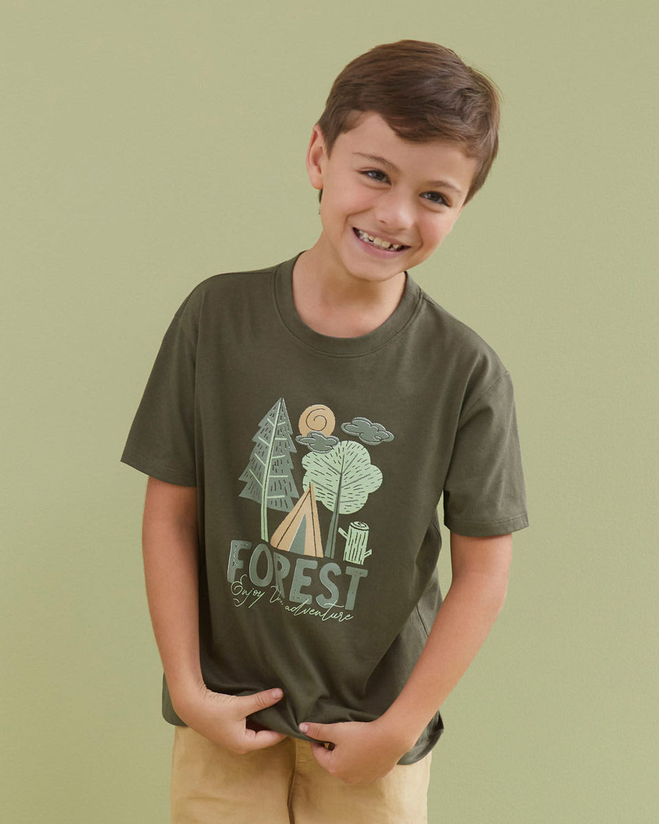 Blusa manga corta estampada de niño