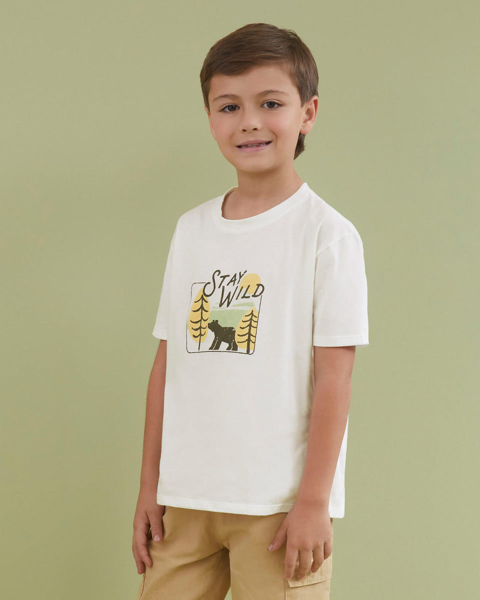 Blusa manga corta estampada de niño