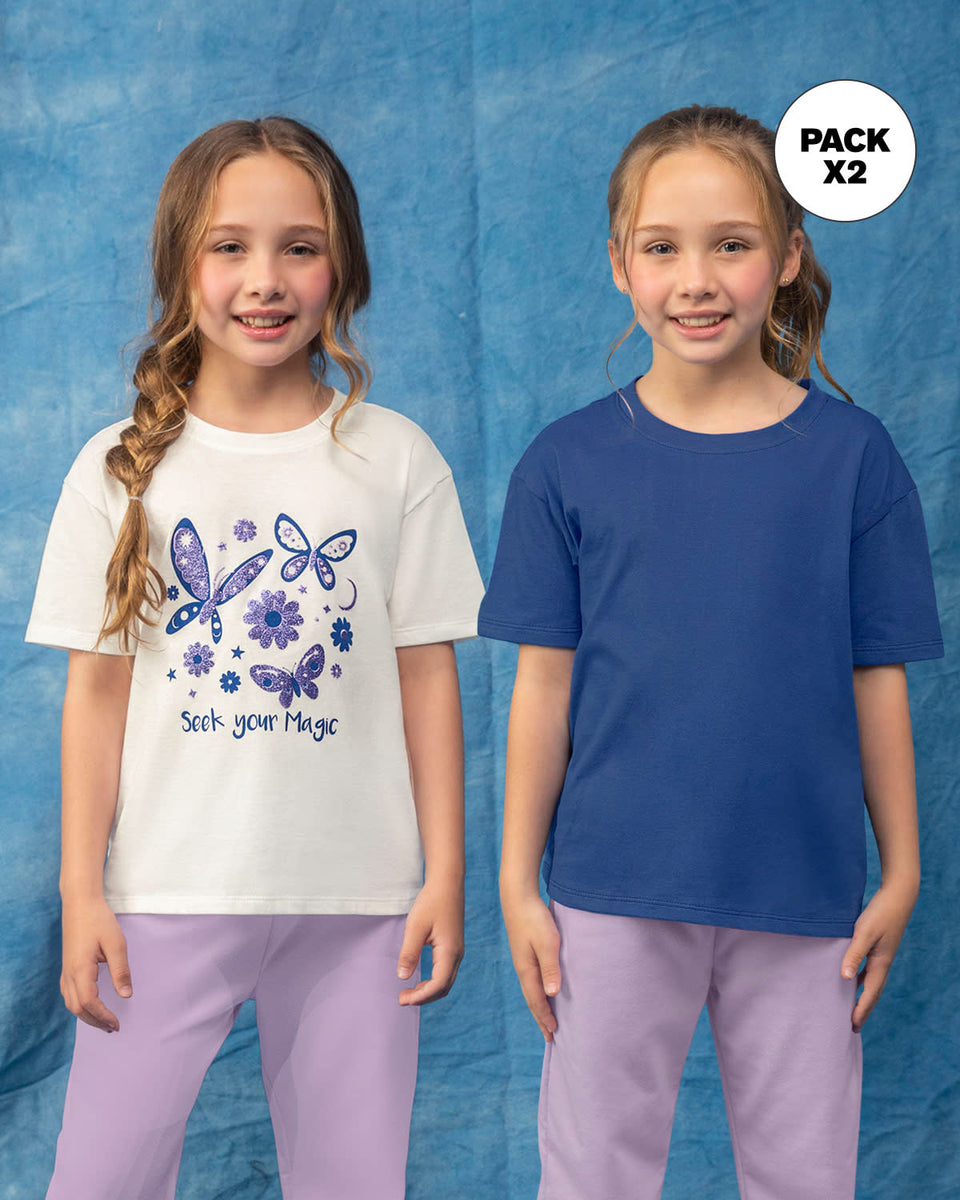 Paquete x2 blusas manga corta para niña