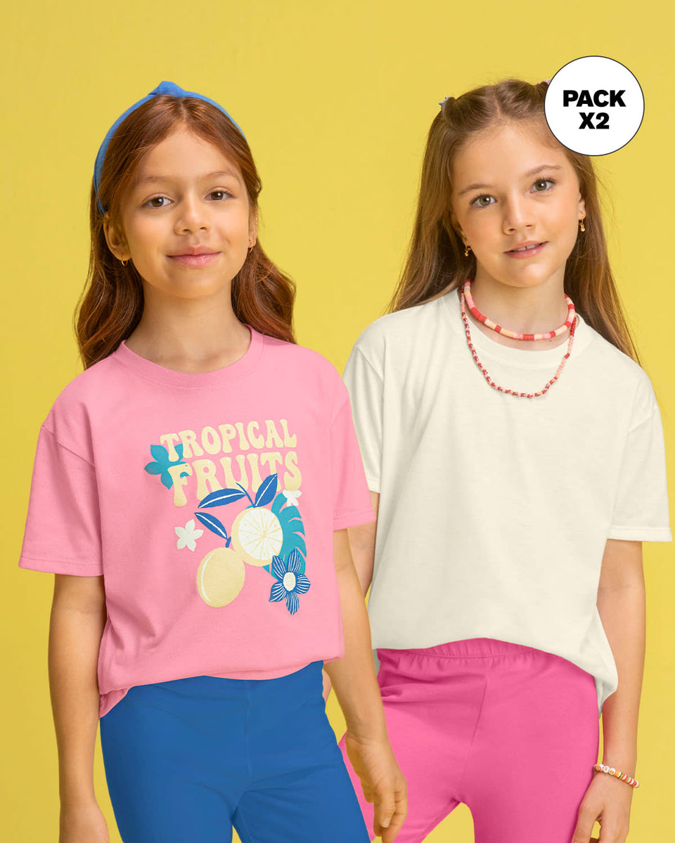Paquete x2 blusas manga corta para niña