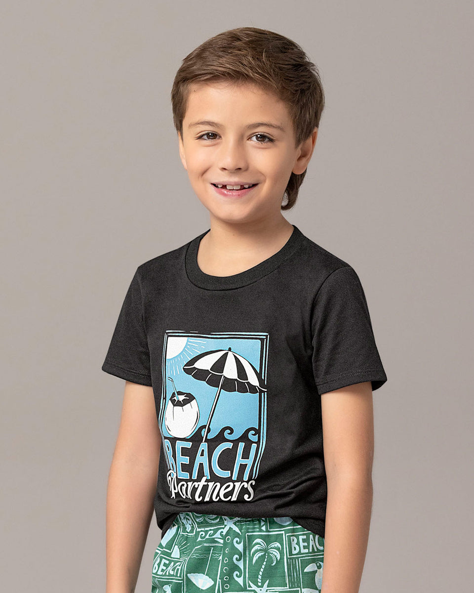 Camisa manga corta infantil con estampado en frente