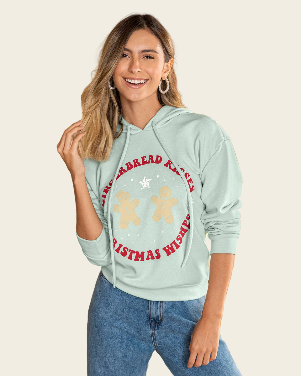 Sudadero con capucha y estampado frontal de navidad
